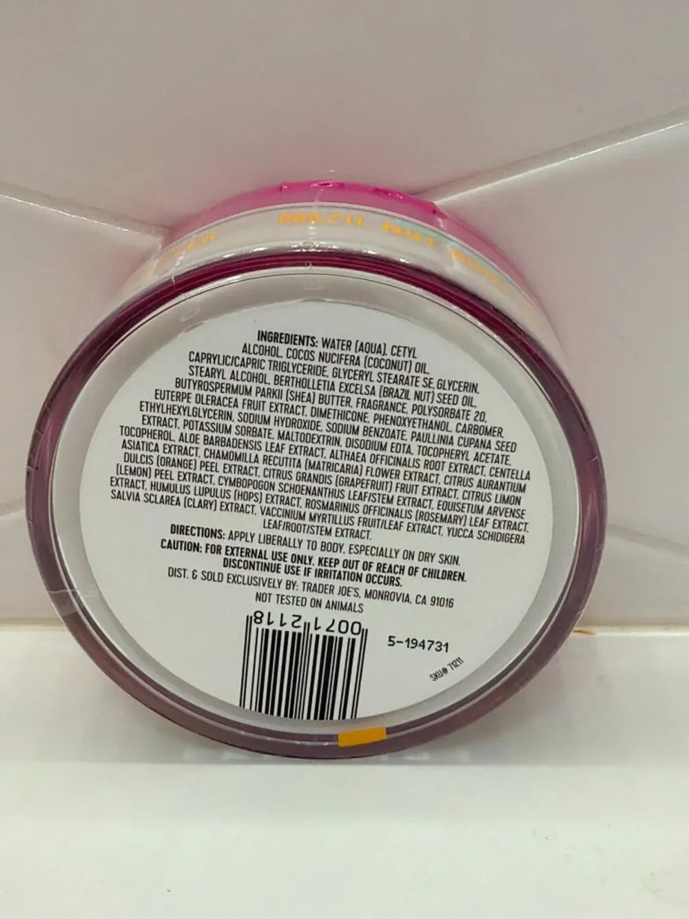Trader Joes Brazil Nut Body Butter Brand New Sealed Container Limited